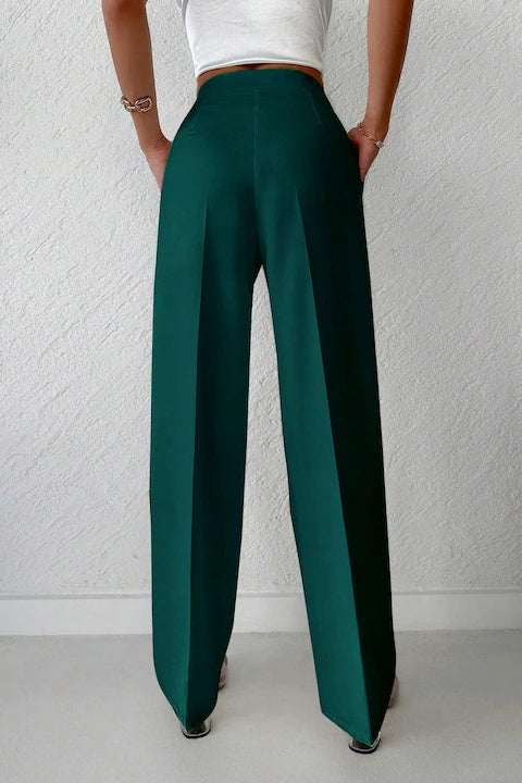 Pantaloni Dama, Eleganti, Cu Talie Inalta Si Picior Drept, Cu Fermoar