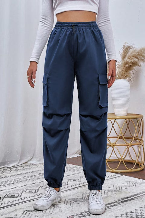 Pantaloni Dama, Cargo Cu Buzunare Laterale Si Talie Inalta