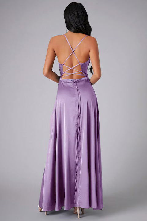 Rochie Dama, Satin, Eleganta, Cu Bretele Incrucisate
