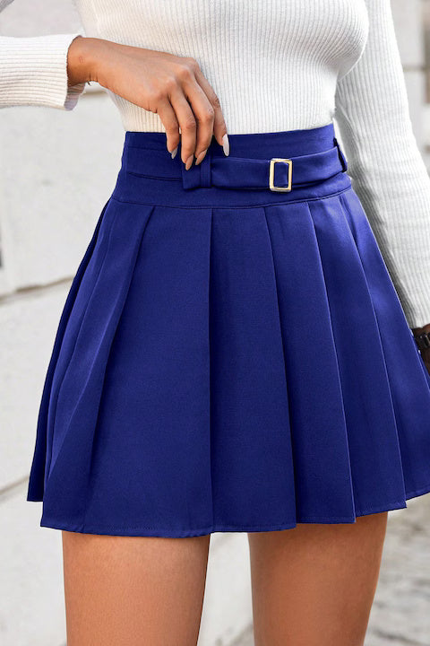 Fusta Mini Dama, Eleganta Cu Talie Inalta Si Plisata, Cu Curea