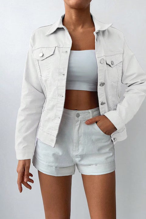 Jacheta Dama, Denim Subtire, Cu Buzunare Si Nasturi