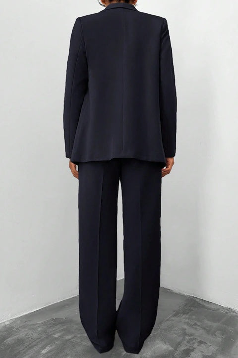 Costum Elegant Dama, Din Doua Piese, Sacou Cu Guler Sal Si Pantaloni Talie Inalta