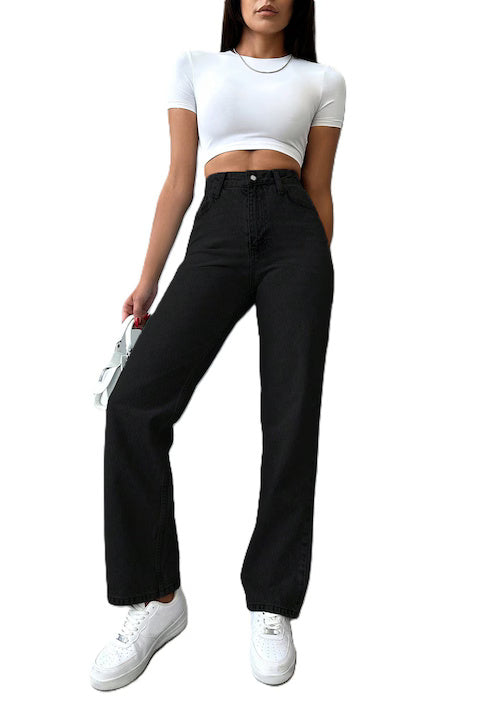 Blugi Dama, Mom Fit, Cu Croiala Straight-Cut