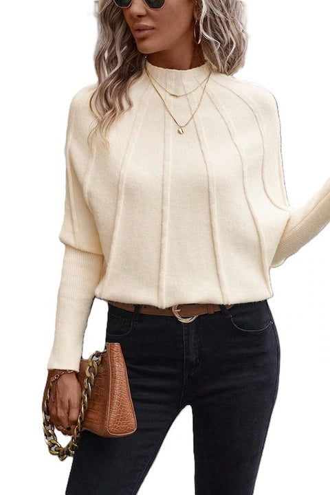 Pulover Dama, Elegant, Cu Guler Mock, Maneci Bufante