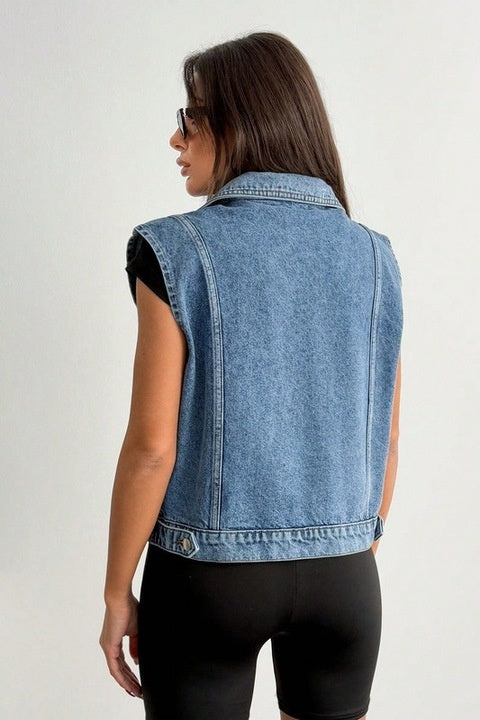 Vesta Dama, Denim, Casual, Tip Biker