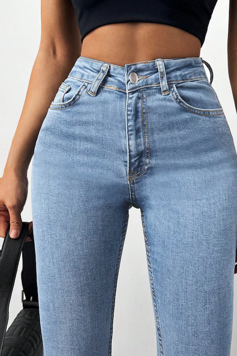 Blugi Skinny Jeans Dama, Cu Talie Inalta Si Croiala Cropped