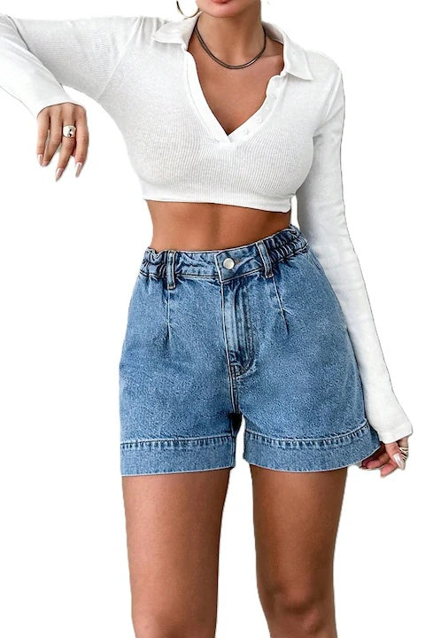 Blugi Dama Scurti, Cu Design Casual Si Talie Medie