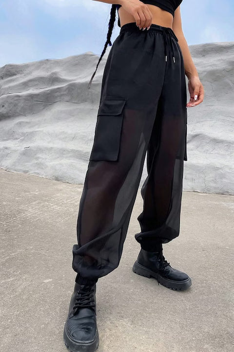 Pantaloni Dama, Cargo Cu Buzunare Cu Clapeta Si Siret Lateral In Talie