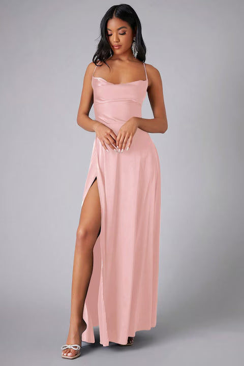 Rochie Dama, Satin, Eleganta, Cu Bretele Incrucisate