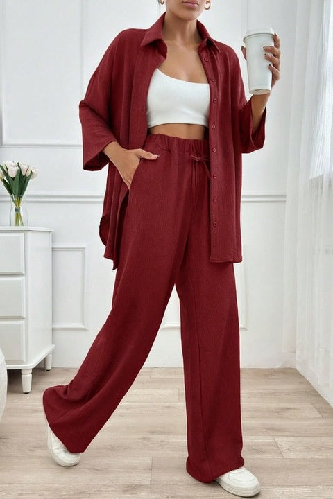 Set Dama, Camasa Maneca 3 Sferturi & Pantaloni Talie Inalta