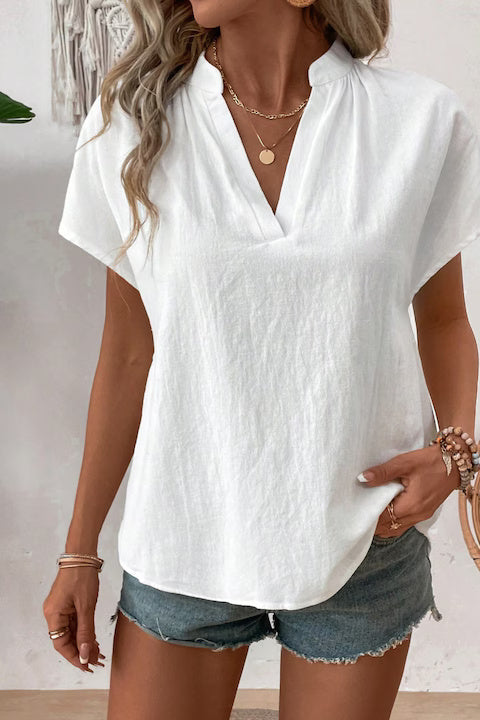 Bluza Dama, Casual, Texturata, Maneci Simple Tip Fluture Si Guler Cu Decupaj