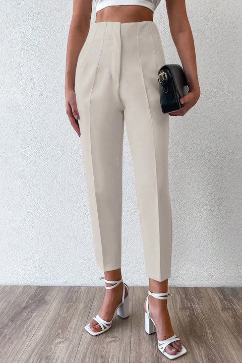 Pantaloni Dama Cu Talie Inalta Si Croiala Cropped