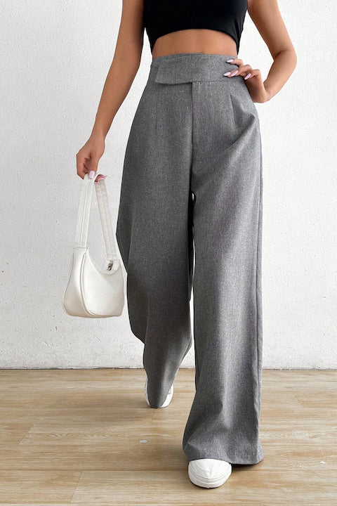 Pantaloni Dama, Cu Talie Asimetrica Si Croiala Larga, Casual