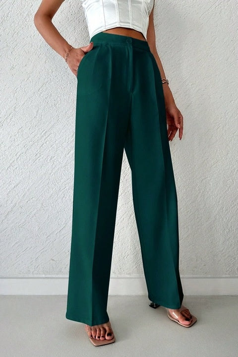 Pantaloni Dama, Eleganti, Cu Talie Inalta Si Picior Drept, Cu Fermoar