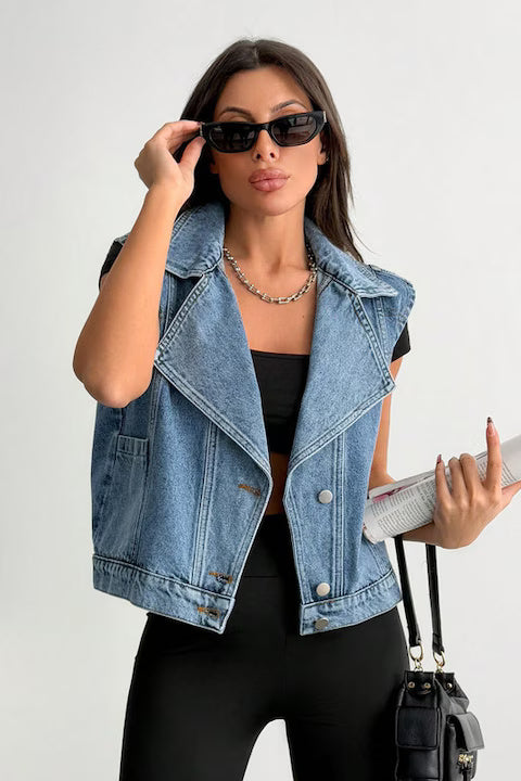 Vesta Dama, Denim, Casual, Tip Biker