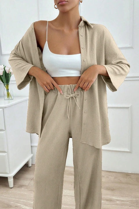 Set Dama, Camasa Maneca 3 Sferturi & Pantaloni Talie Inalta