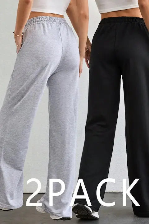 Set Pantaloni Trening Dama, 2 Culori Diferite, Talie Inalta Si Croiala Dreapta