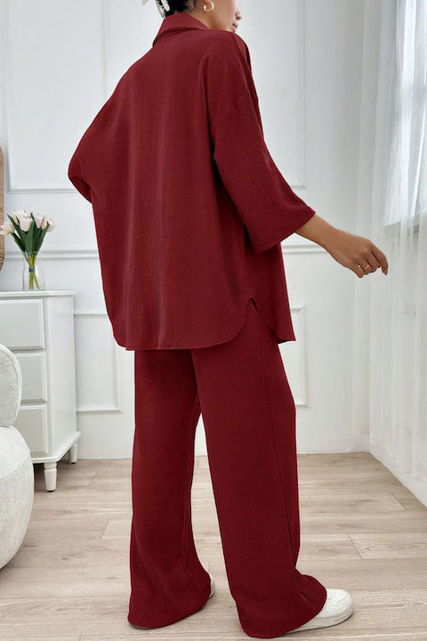 Set Dama, Camasa Maneca 3 Sferturi & Pantaloni Talie Inalta