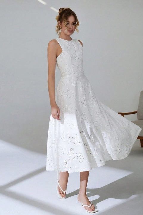 Rochie Dama, Lunga, Fara Maneci Cu Broderie