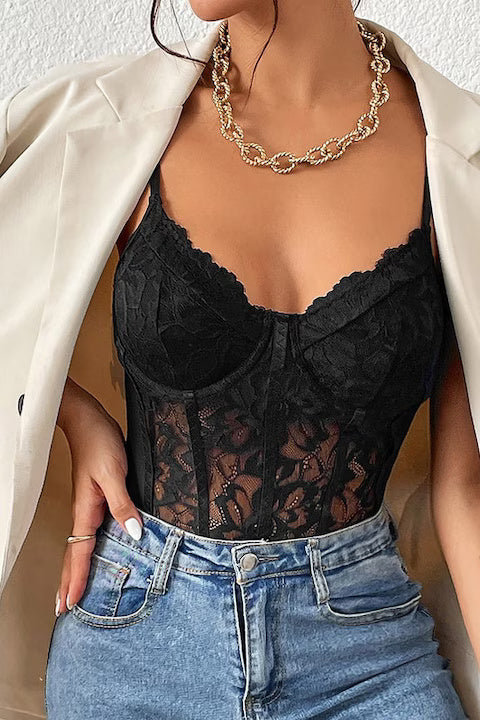 Body Dama, Bodysuit Cami Elegant, Cu Dantela