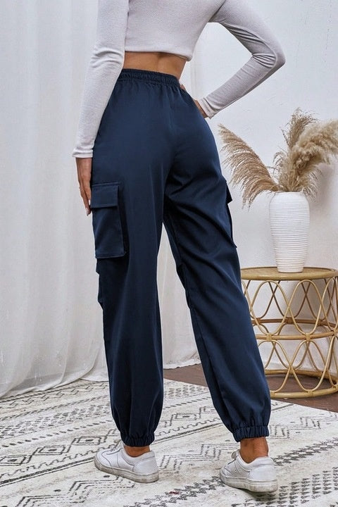 Pantaloni Dama, Cargo Cu Buzunare Laterale Si Talie Inalta