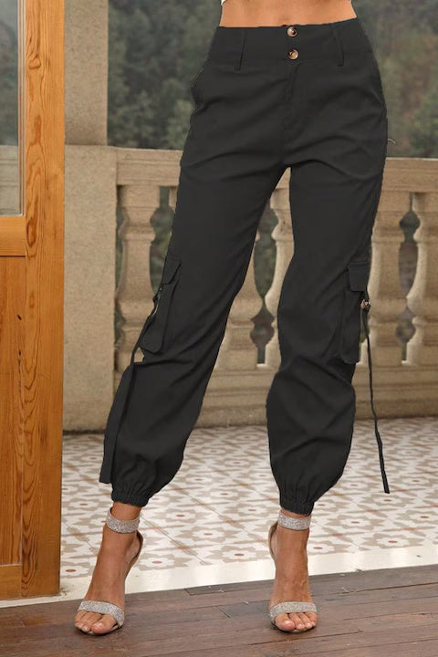 Pantaloni Dama, Talie Inalta, Tip Cargo Cu Buzunare Laterale