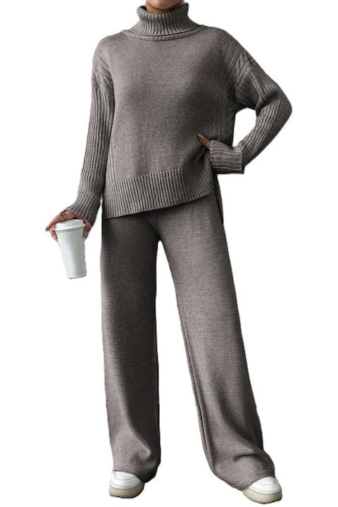 Trening Dama, Bluza Cu Guler Si Pantaloni Talie Inalta