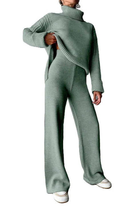 Trening Dama, Bluza Cu Guler Si Pantaloni Talie Inalta