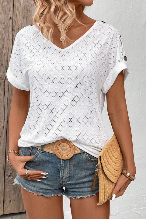 Tricou Dama, Decolteu In V Si Maneci Scurte Tip Aripa De Liliac