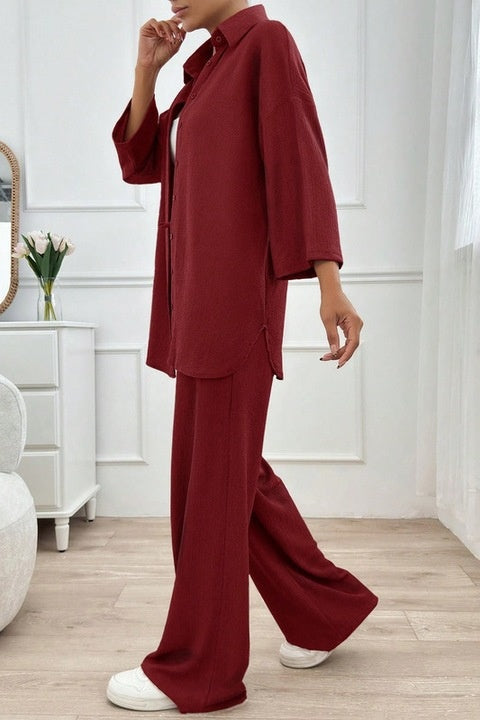 Set Dama, Camasa Maneca 3 Sferturi & Pantaloni Talie Inalta