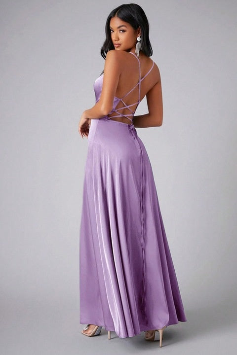 Rochie Dama, Satin, Eleganta, Cu Bretele Incrucisate