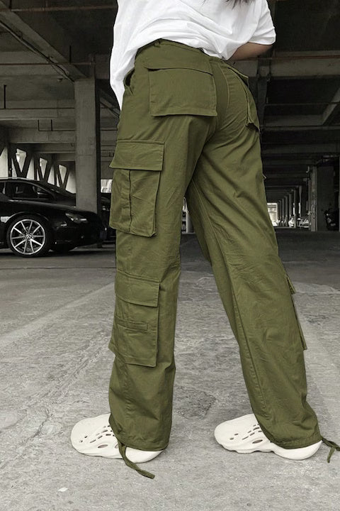 Pantaloni Dama, Talie Inalta, Cargo, Stil Y2K, Multiple Buzunare