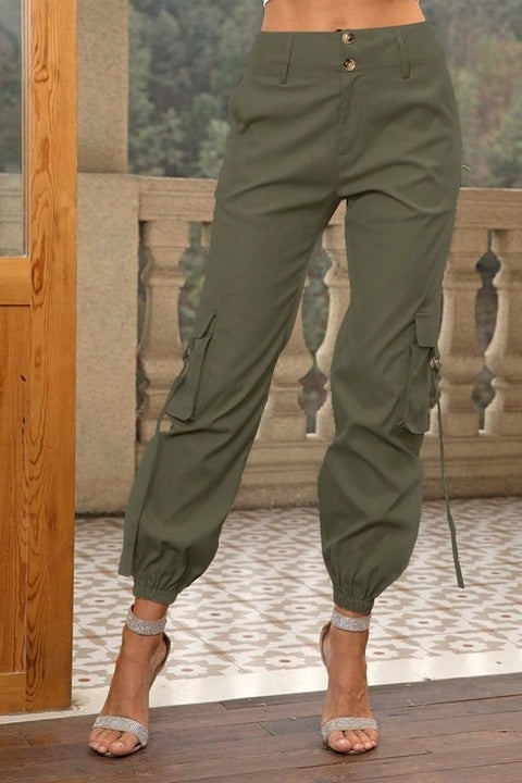 Pantaloni Dama, Talie Inalta, Tip Cargo Cu Buzunare Laterale
