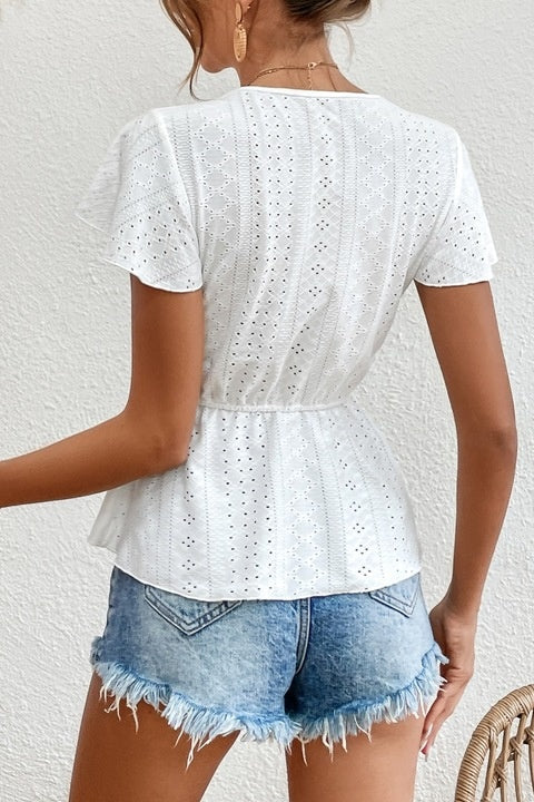 Bluza Dama, Frenchy Cu Broderie Si Dantela In Contrast