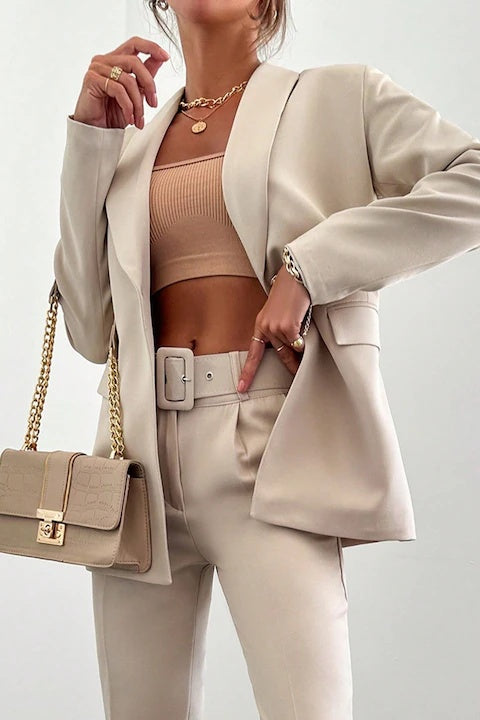 Costum Elegant Dama, Cu Sacou Cu Un Singur Nasture & Pantaloni