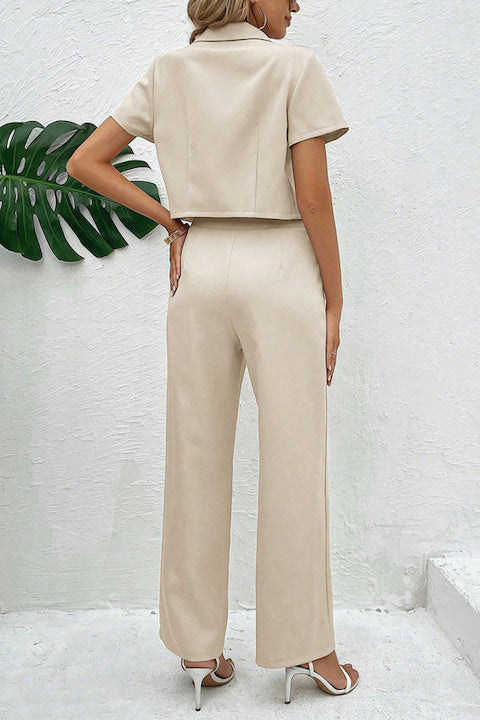Costum Dama, Sacou Cu Maneci Scurte Si Pantaloni