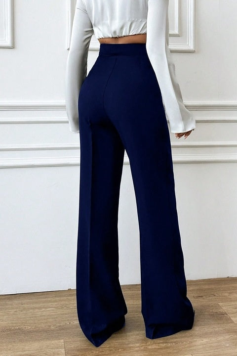 Pantaloni Casual Dama, Cu Talie Inalta Si Croiala Larga