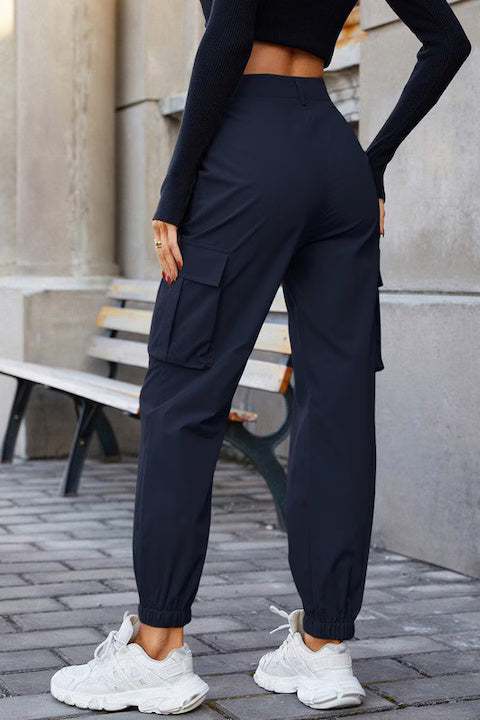 Pantaloni Dama, Cargo Cu Buzunare Laterale Si Talie Inalta