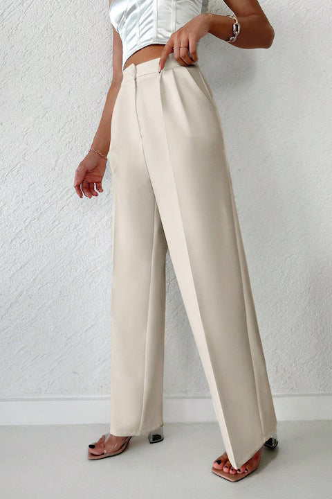 Pantaloni Dama, Eleganti, Cu Talie Inalta Si Picior Drept, Cu Fermoar