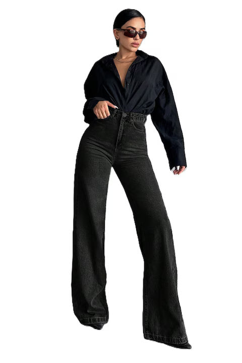 Blugi Dama, Croiala Larga, Cu Talie Inalta