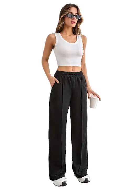 Set Pantaloni Trening Dama, 2 Culori Diferite, Talie Inalta Si Croiala Dreapta