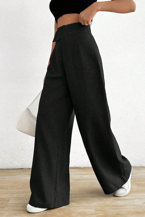 Pantaloni Dama, Cu Talie Asimetrica Si Croiala Larga, Casual