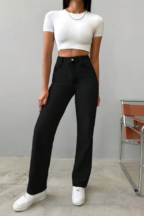 Blugi Dama, Mom Fit, Cu Croiala Straight-Cut