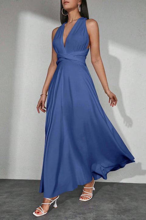 Rochie Dama, Eleganta, Lunga, Cu Spate Incrucisat