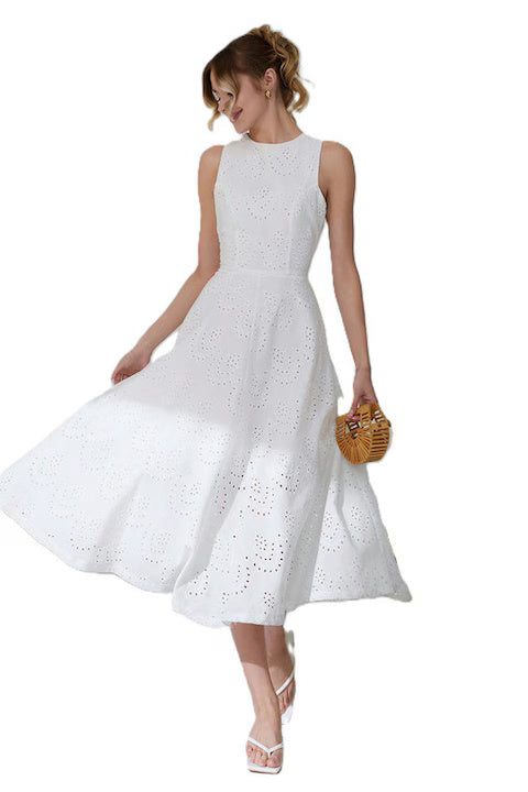 Rochie Dama, Lunga, Fara Maneci Cu Broderie