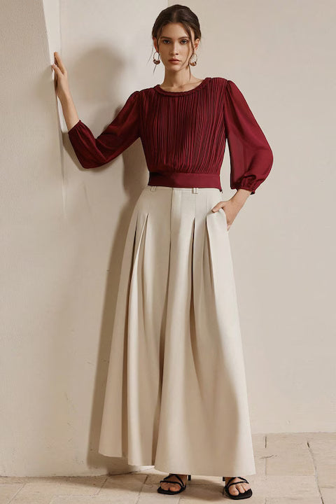 Bluza Dama, Eleganta, Plisata, Maneci 3 Sferturi