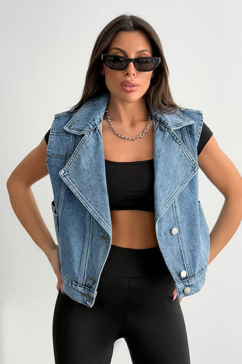 Vesta Dama, Denim, Casual, Tip Biker