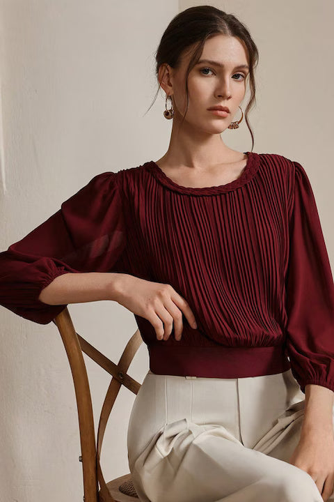 Bluza Dama, Eleganta, Plisata, Maneci 3 Sferturi