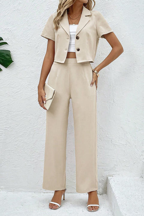 Costum Dama, Sacou Cu Maneci Scurte Si Pantaloni