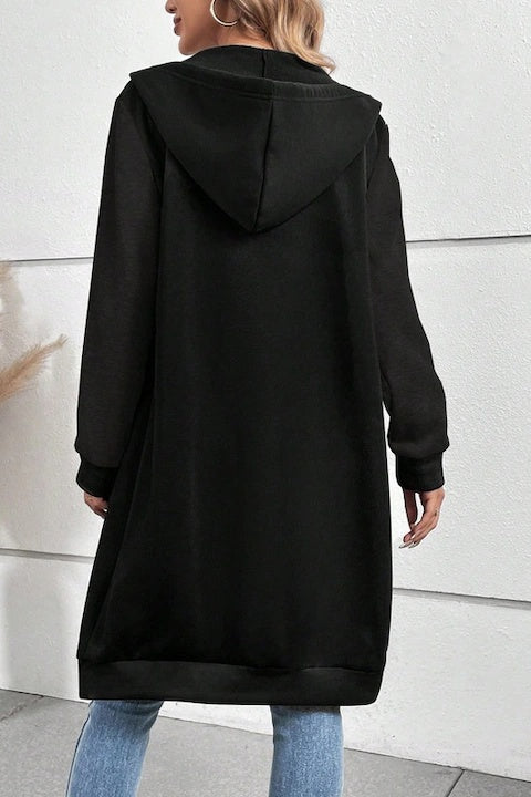 Hanorac Dama, Lung, Cu Fermoar Si Snur